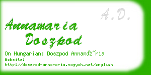 annamaria doszpod business card